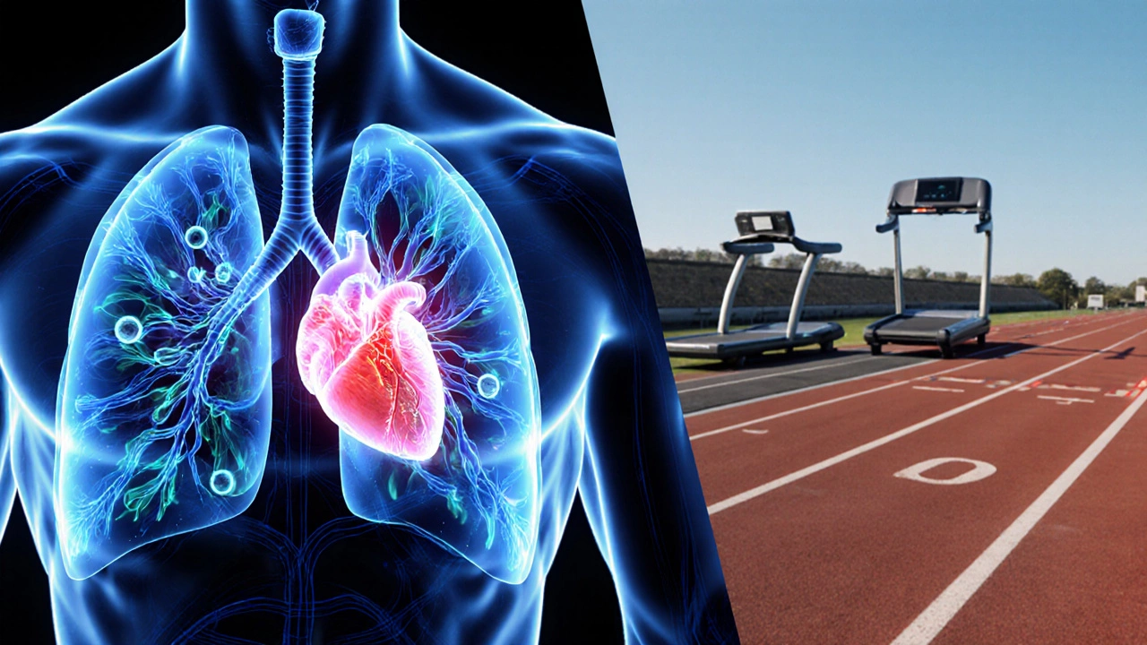 Illustration highlighting VO₂ max and lactate threshold with anatomical details.