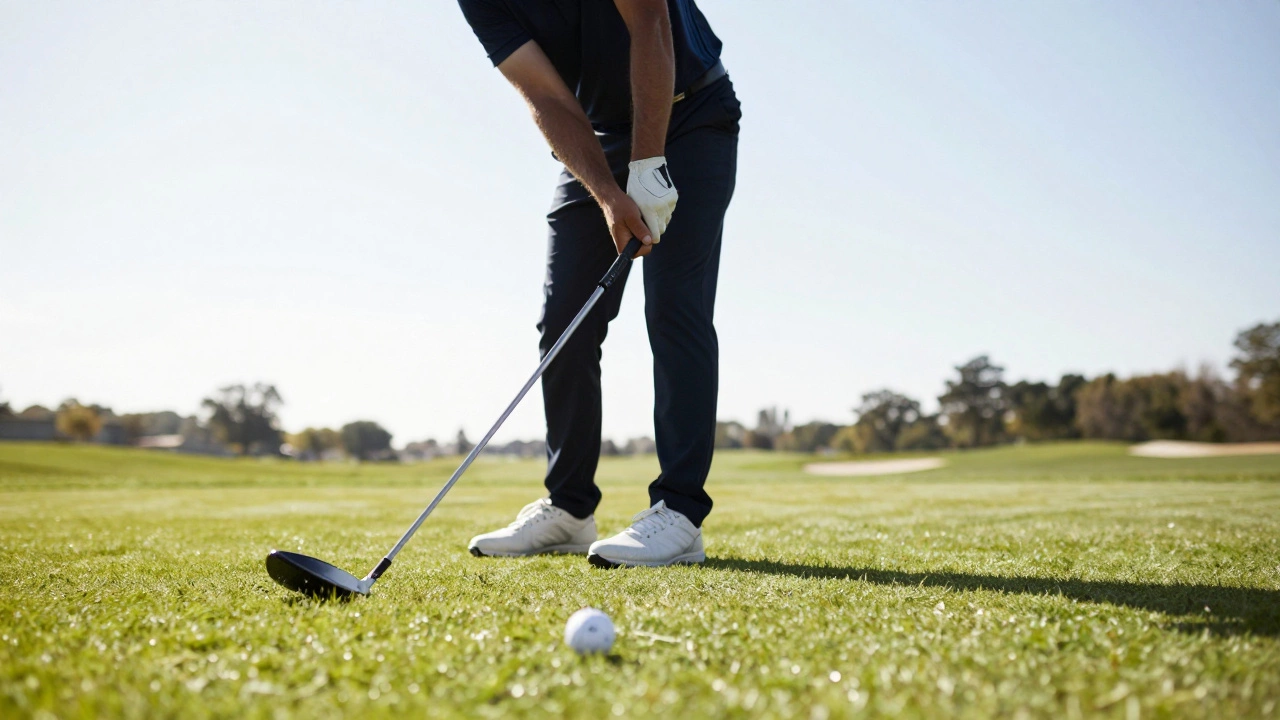 Golfer hitting provisional ball immediately after original shot on golf course