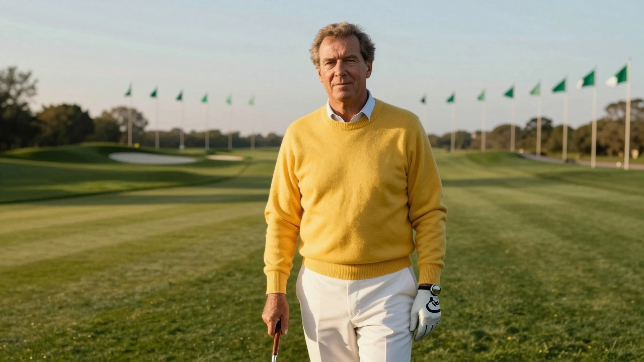 Jack Nicklaus on a sunny golf course with vintage gear