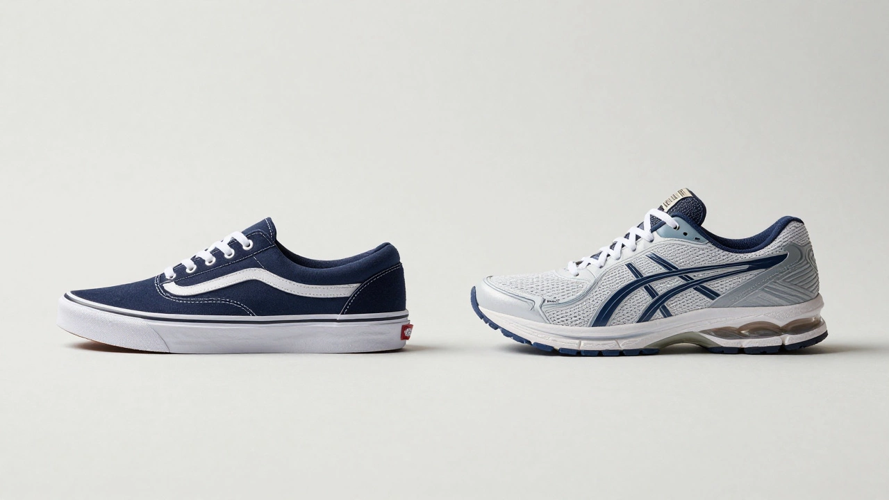 Comparison of flat skate shoe vs cushioned running shoe