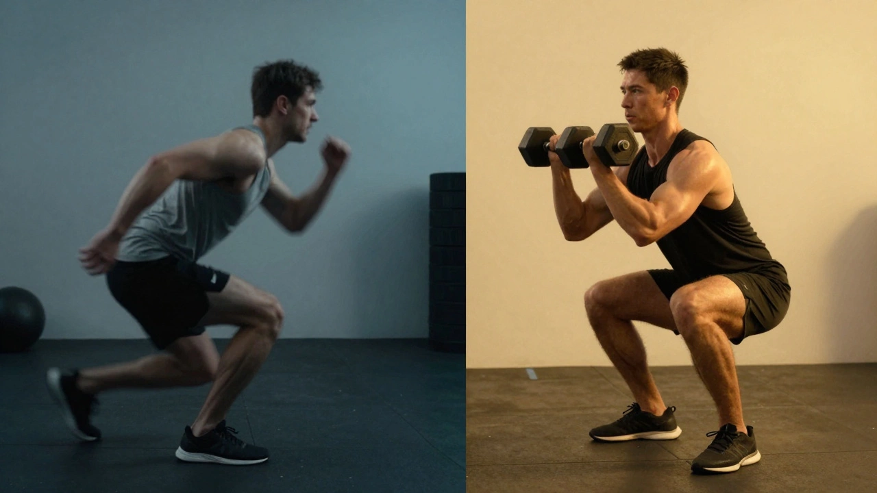 Comparison of poor vs correct squat form with added resistance