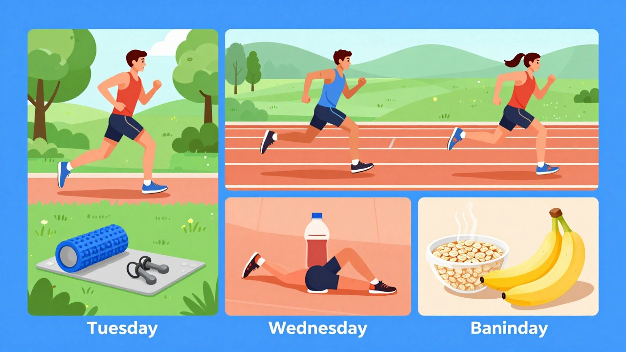 Illustration of marathon training routine and nutrition