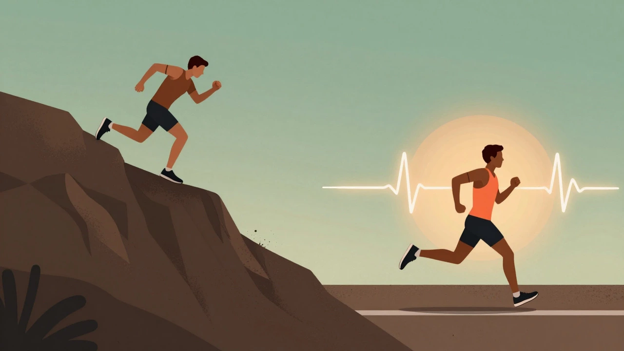 Conceptual art comparing uphill vs flat running effort