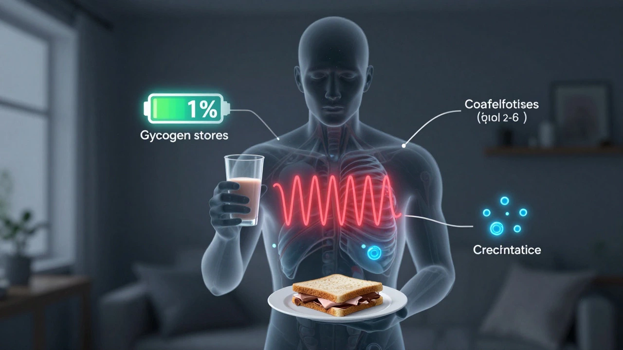 Illustration of body's internal recovery needs like glycogen and electrolytes