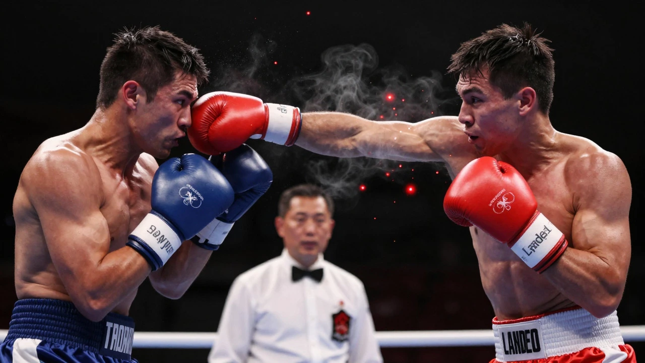 Visualizing landed vs thrown punches with impact effects in a fight.