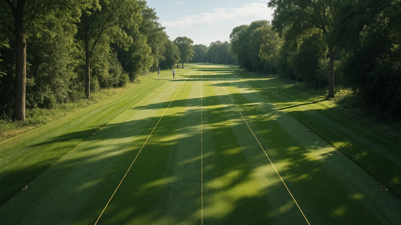 Golfer viewing a long fairway illustrating distance-based par rules