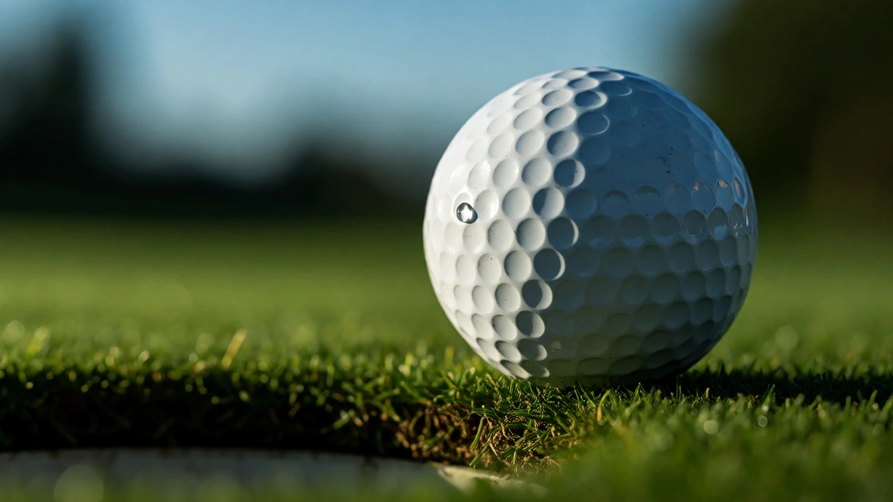 Macro shot of a golf ball near the hole symbolizing precision